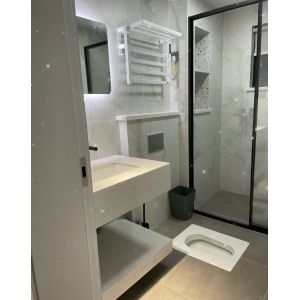 Adjustable water level and push-button flush for concealed in wall toilet tank