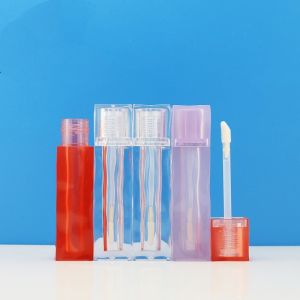 Wave Transparent Lip Color Empty Tube Glass Glaze 5ml Cosmetic Packaging