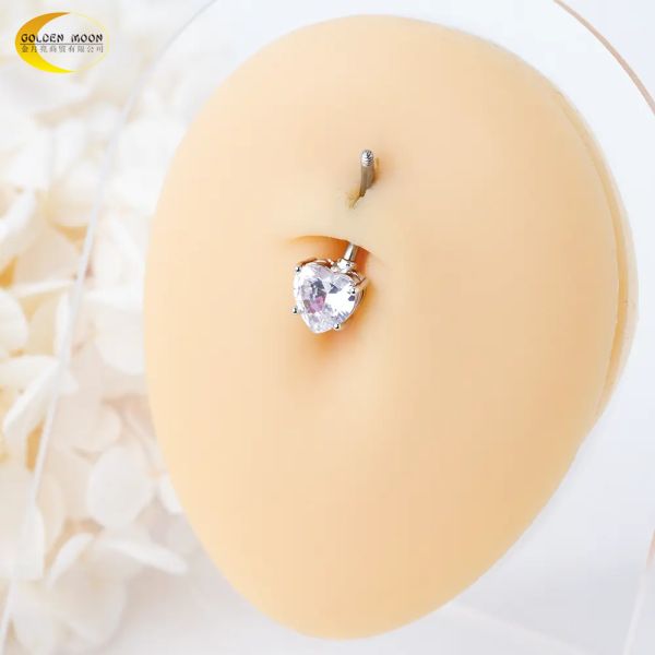 Zircon Anniversary 316l Stainless Steel Body Piercing Jewelry Belly Button Rings 12mm
