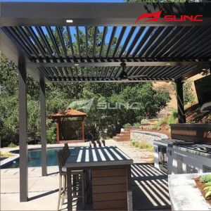 6063 Waterproof Louver Aluminum Pergola Motorized Retractable