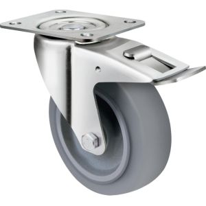 TPR Elastic Thermoplastic Rubber Casters , Black Industrial Rubber Casters