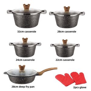 Customized Logo Aluminum Non Stick Fry Pan Cookware Sets