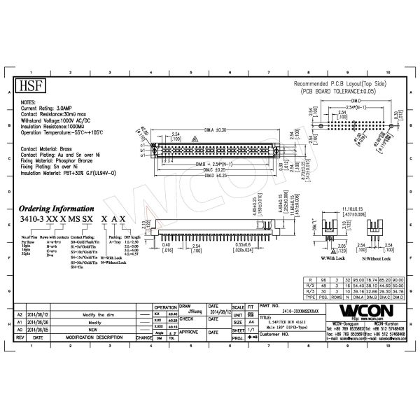 European connector Straight DIP PBT grey Pcb Male 96Pin Din 41612 2.54mm ROHS