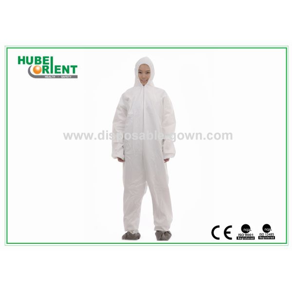 Workwear Non-Woven Type 5 Disposable Coverall With Hood And Feetcover For Protect Body