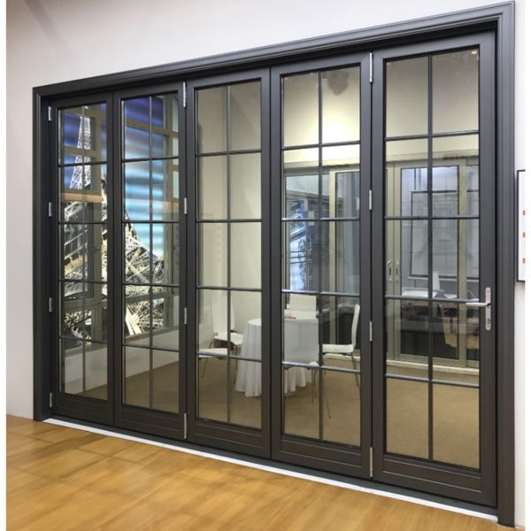 UPVC PVC Foldable Sliding Glass Doors 3 Panel Bi Fold Doors Electrophoresis Coating