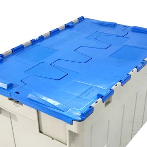 Stackable FIRST 60L PP Plastic Moving Totes Storage Crate with Attached Lid