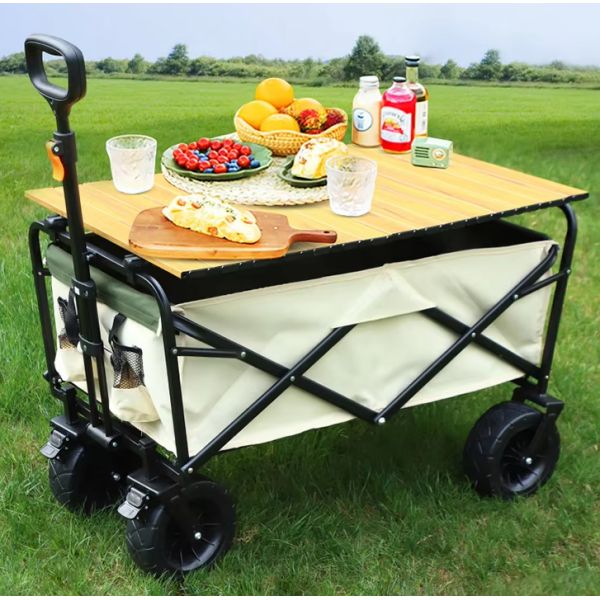 Tools Steel Frame Outdoor Camping Folding Cart with Table and 260KGS Weight Capacity