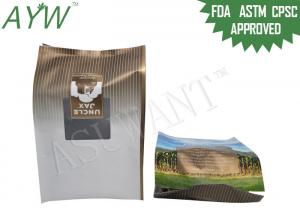 Gravure Printing Brown Paper Coffee Bags / Green Tea Bags Block Bottom With Valve