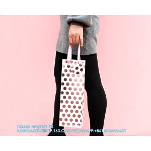 Metallic Foil Polka Dots Wine Gift Bag Bulk Recyclable Paper Wine Carrier Bags