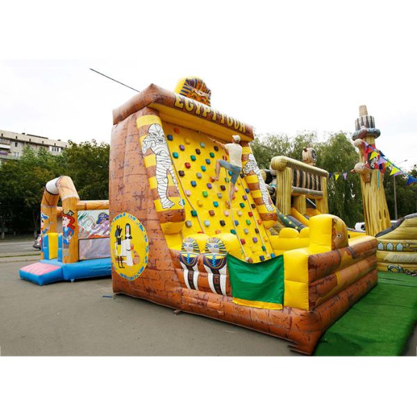 Buy Inflatable Amusement  Park With Golden Rock Climbing Wall , Printed Partern at wholesale prices