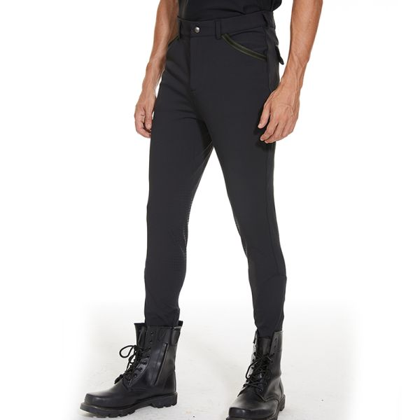 Black High Waisted Jodhpurs Breeches Horse Riding Pants For Male 320gsm