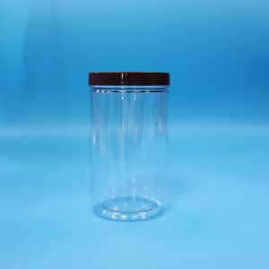 Plastic Transparent PET Snacks Food Sweet Nuts Jar With Black Normal Screw Top