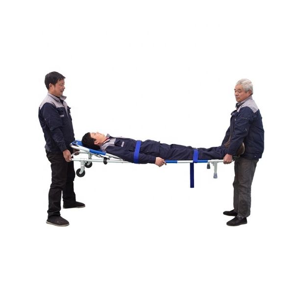 Buy Blue Aluminum Alloy Folding Stretcher Manual Foldable Canvas Stretcher at wholesale prices