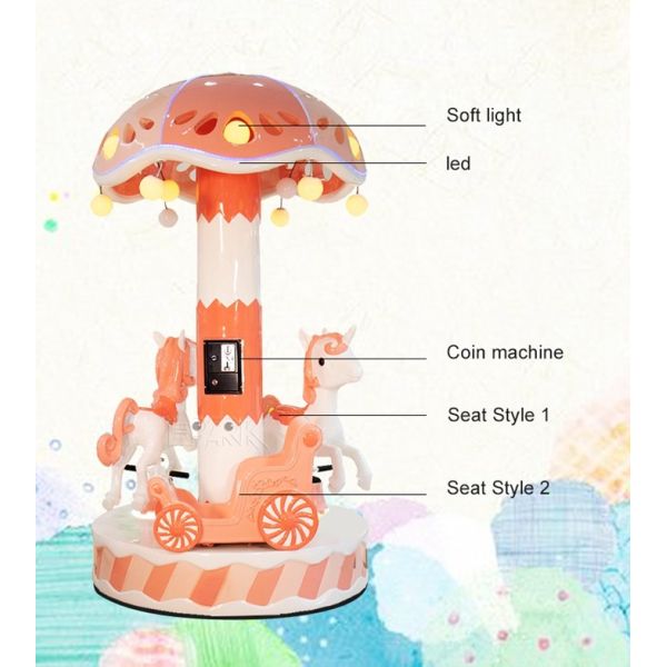 140KG Kiddy Ride Machine Mini Electric Children Riding Carousel For Three People