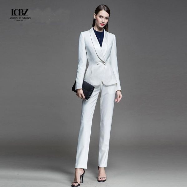 Hand Embroidery Womens Business Suits for 2021 Work Formal Occasions Single Breasted