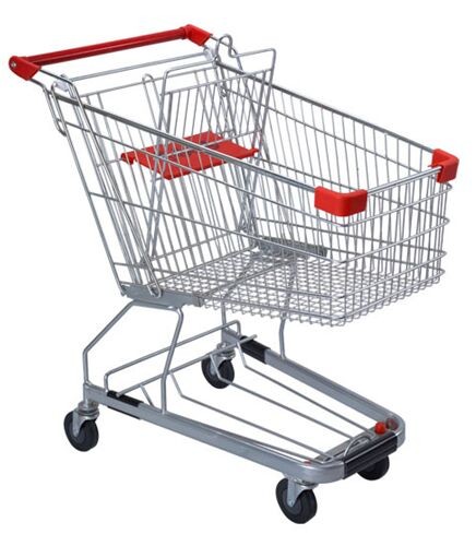 Buy 125 Litres Solid Metal Grocery Shopping Trolley Powder Plated With Tube Chassis at wholesale prices