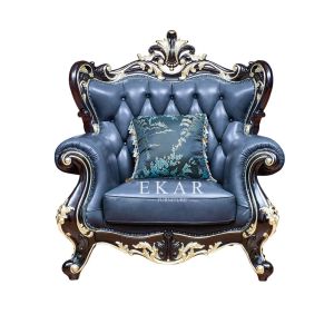 Wooden Set Leather Luxury Couch Living Room Sofa