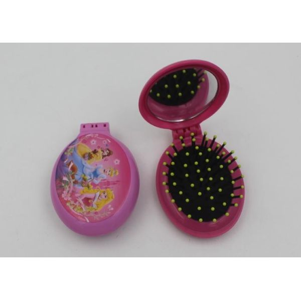 Buy Fashsion Oval Shape 2 In 1 Folding Travel Hair Brush With Mirror And Comb at wholesale prices