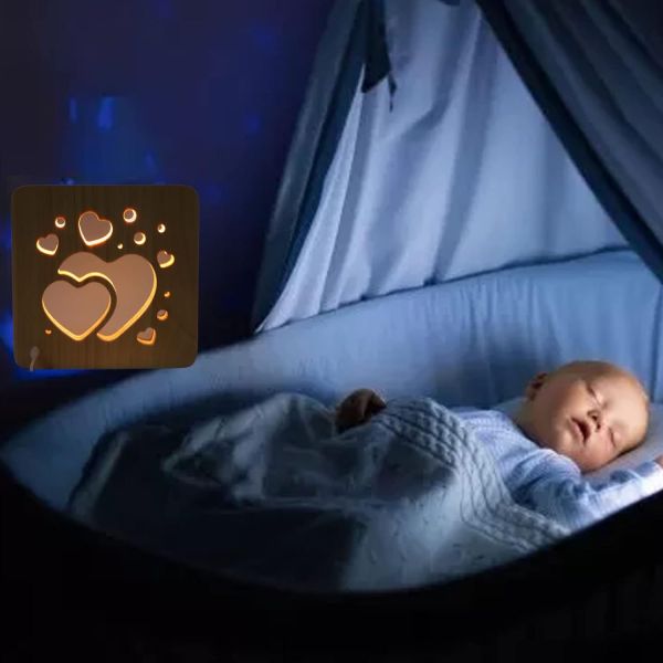 Wooden Carving Night Light For Bedroom Decoration, Valentine's Day for Women Girls Boys Kids