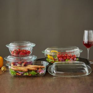 High Borosilicate Glass Tableware Food Safe Pizza Glass Baking Pan