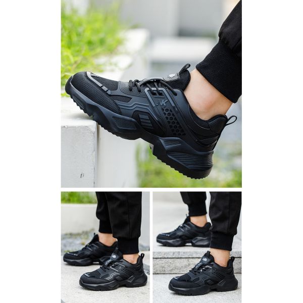 Durable Black Custom Logo Safety Shoes with Breathable TPU Flying Knit and Kevlar Midsole