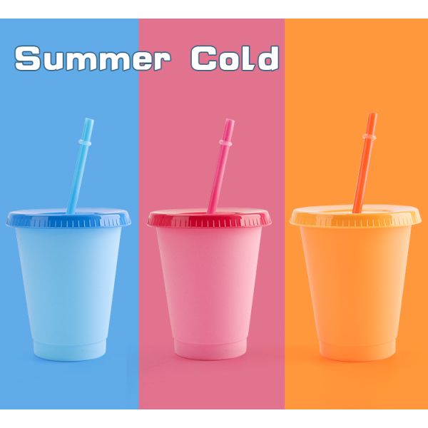 10 Oz Insulated Vacuum Tumbler Mug PP Cold Color Changing Party Cups Set 5pcs/Sets Juice Mugs