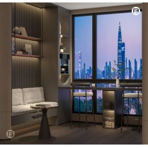 SS Balcony Storage Cabinet With Laundry Section And LED Backlighting