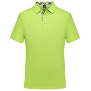 Plain Dyed Mens Polo Shirt Customized Fabric Green Breathable T Shirt