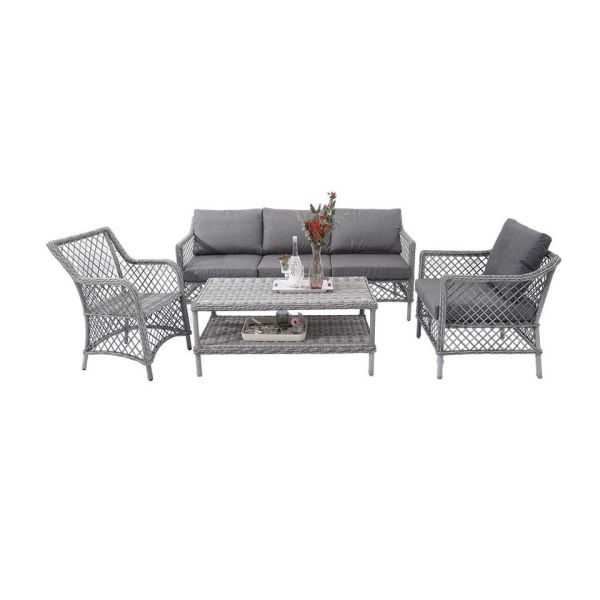 Patio Furniture Set Outdoor Sectional Sofa Conversation Set All Weather Wicker Rattan Couch Dining Table & Chair