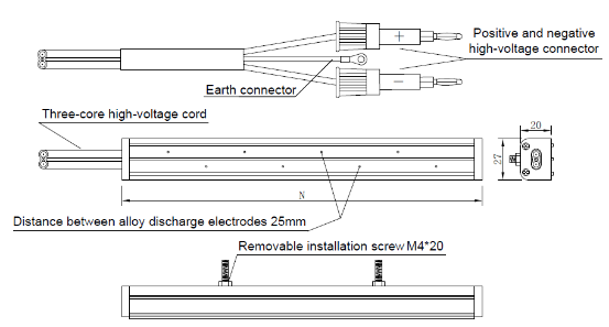 CE anti static bar static eliminator for packing removable adhesive sticker