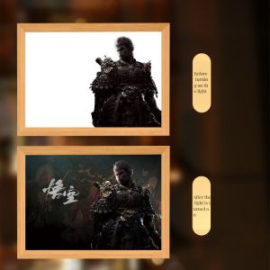 Quality Study and Bedroom Inspirational Nightlight with Wooden Frame from Journey to the West for sale