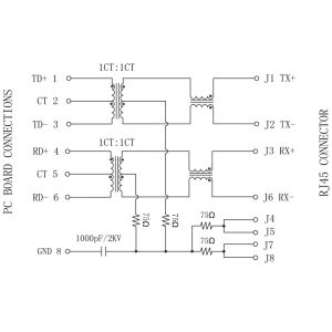 7499010001A RJ45 Single Port , LPJ1014DNL 8p8c Magnetic Jack