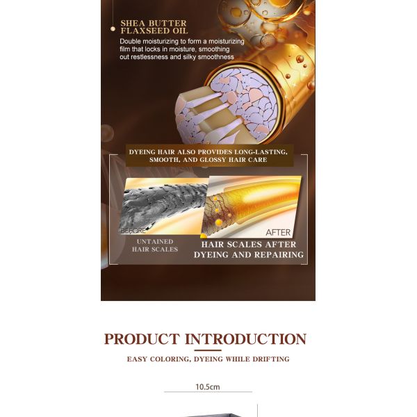 Ammonia free hair color cream covering white hair, multi-stage color, one-step healthy hair dye