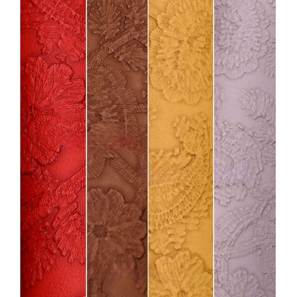 3D Retro Floral Embossed PVC Leather For Handbag Packaging Box Decorative Fabric Placemat Faux Leather