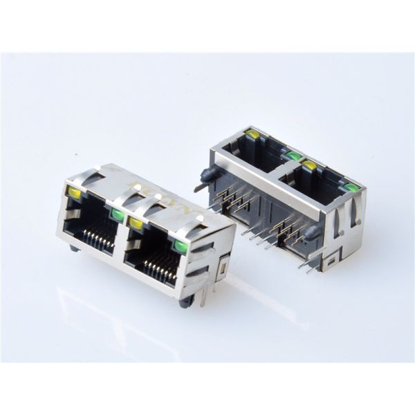 HULYN Very low profile, Shielded RJ45 Modular Jack, Through Hole Type, 1x2,with LEDs，