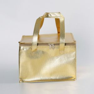 Custom Printing Golden Soft Sided Insulated Cooler Bag For Outer Door Picnic