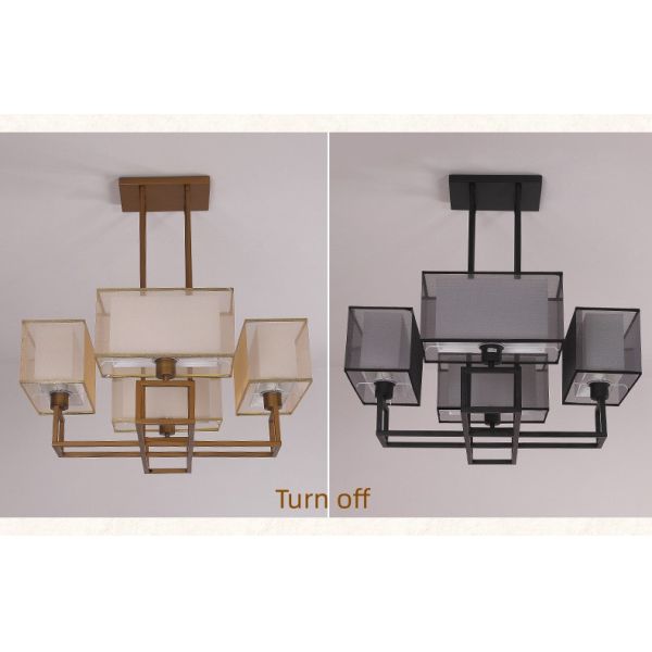 Study Bedroom LED Chandelier Lighting Dining Room Rectangular Ceiling Iron Lighting