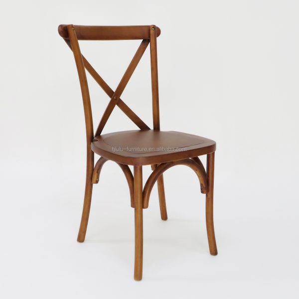 Commercial Furniture Stackable Vintage Cross X back Wood Dining Chairs for Weddings Events and Restaurants