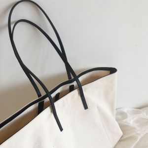 Cotton Cosmetic Shoulder Zip Beach 50cm Handle Canvas Bag