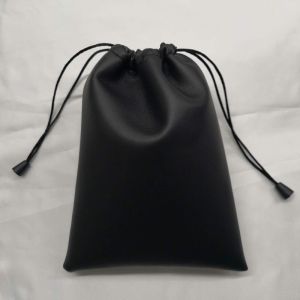 Manufacturers Supply Black PU Drawstring Bag, Environmentally Friendly Headphone
