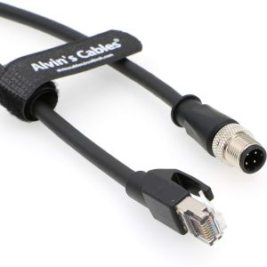 Alvin's M12 4-Pin D-Code to RJ45 Ethernet Cable, 20m Green, Industrial Use