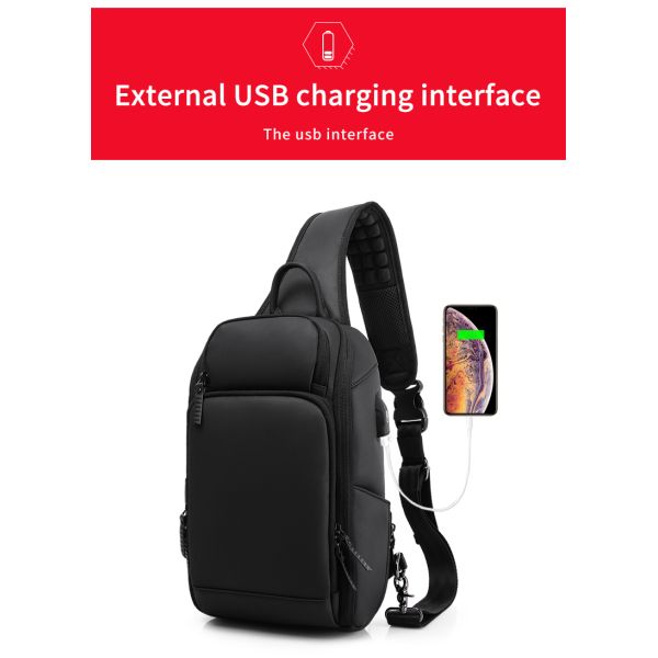 High quality custom logo men's fashion waterproof business sling bag shoulder bag chest bag