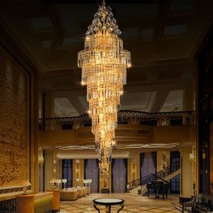 Hanging Modern Luxury Pendant Lighting Gold Metal And Crystal Chandelier