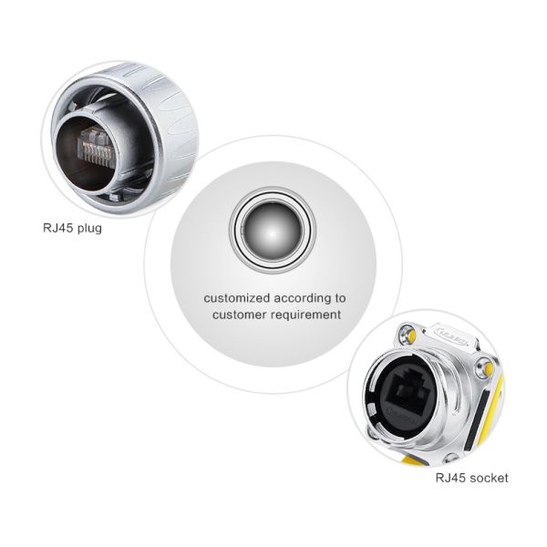 Cnlinko CE/CCC Approval Metal Circular Ethernet Rj45 Industrial Connectors Outdoor Waterproof Rj45 Female Connector