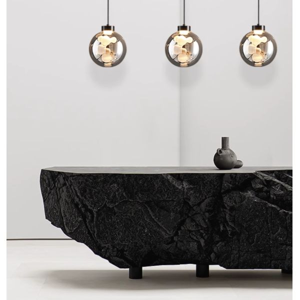 Italian minimalist bedroom bedside chandelier modern simple light luxury high-end glass bar restaurant entrance hanging line lamp