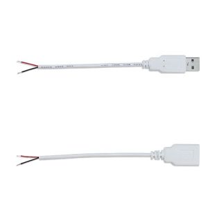 Custom 1m 2m 3m White USB A Male to Open End Tinned Wire Breakout Extension
