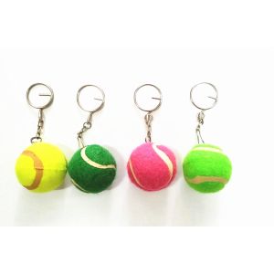 yellow custom logo tennis ball with keychain