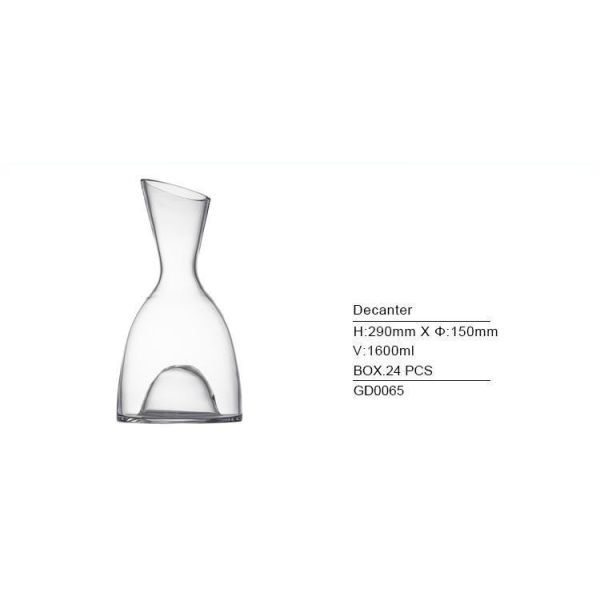 Transparent Crystal Glass Wine Decanter Carafe 1600ml Bottom Raised Sober