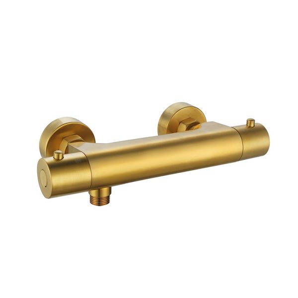 Thermostaic Temperature Adjustable Shower Spout Mixer Brushed Golden Color Brass