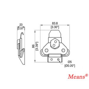 Latch of wooden case, with keeper plate, zinc plating finish